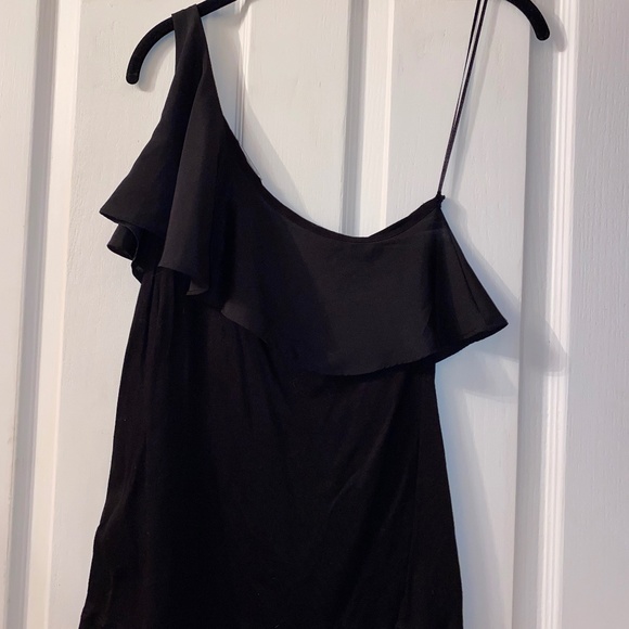 H&M Tops - H&M One Shoulder Black Top Flowy Trim Neckline Coachella Festival Yacht Medium M